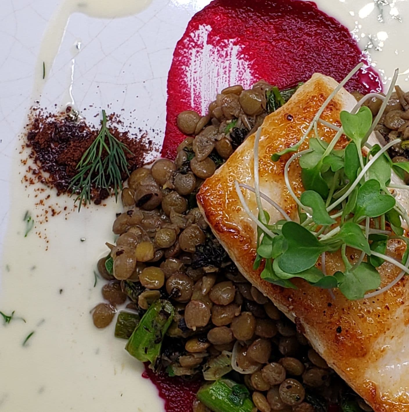 halibut with lentils